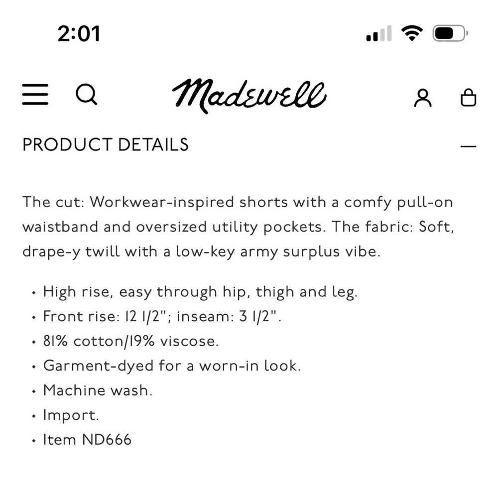 Madewell Cream Elastic-Waist Utility Shorts - Picture 4 of 7